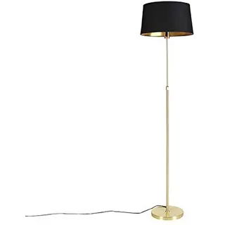 Qazqa classic-antique Stehleuchte mit Schirm, Stehlampe - Parte Fl - Schwarz Gold, max. 60W, Geeignet für LED, 172cm, Ideal als Flur, Küche lampe, Schlafzimmerlampe und Wohnzimmerlampe