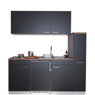 Respekta Küchenzeile Luis E-Geräte 180 cm mit Edelstahlkochmulde schwarz/weiß