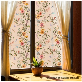 AUKUU Wandtattoo 45*150cm Einfacher Retro Blumenranken Sonnenschutz, Fensterglas elektrostatischer Aufkleber Heimdekorationsaufkleber