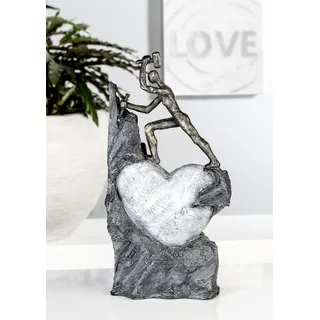 Dekofigur CASABLANCA BY GILDE "Skulptur Heart, bronzefarben/grau" Dekofiguren Gr. B/H/T: 19 cm x 37 cm x 9 cm, orange (bronzefarben, grau) Deko-Objekte