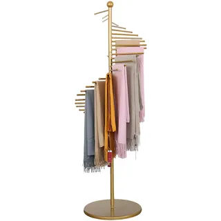 Stehender Kleiderbügel für Schals, freistehendes Schalregal mit 30 Stäben Spiralschalhalter, Mehrzweck-Hosenregal Gürtel/Krawatten-Organizer-Bügelhalter, Accessoire-Organizer-Regal(GOLDEN)