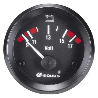 EQUUS 842060 Kfz Einbauinstrument Voltmeter Messbereich 9 - 17 V Standart Gelb, Rot, Grün 52 mm