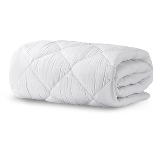 STUPENDO Bettdecke 220x240 cm waschbar, bestehend aus 2 geknöpften, anpassbaren Decken für Sommer und Winter, Gesteppte Bettdecke 220x240 cm, strahlendes Weiß | 220 x 240 cm