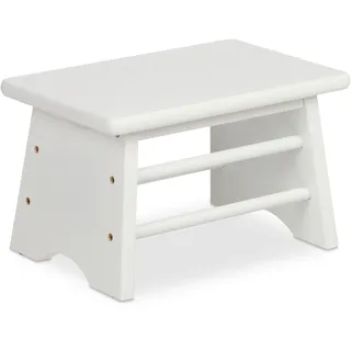 Relaxdays Fußbank Bambus 33 x 20 x 21,5 cm Weiß