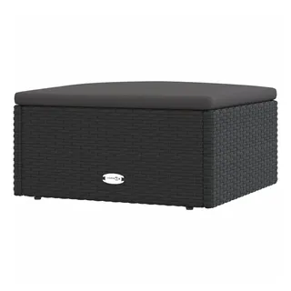 vidaXL Gartenhocker mit Kissen Schwarz Poly Rattan