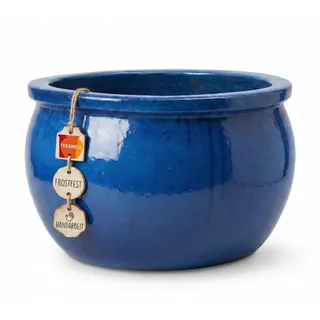 Teramico Premium Keramik-Pflanzschale Garten (Royal Blau, 35cm x 20cm)