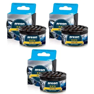 Areon Ken Lufterfrischer Auto New Car Duft Neues Autoduft Dose Neuwagen Duftdose Erfrischer Wohnung 3D Set Pack x 3