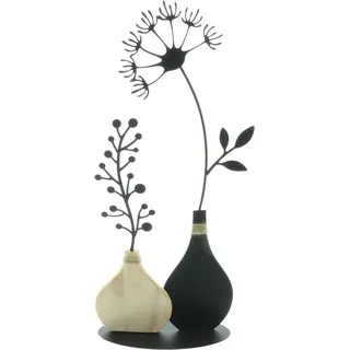 Dekoleidenschaft Dekoobjekt "Vasen" aus Metall, schwarz & Holz, 49 cm hoch, Tischdeko, Metalldeko, Dekofigur