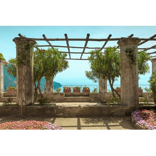 PAPERMOON Fototapete "Terrasse am Meer" Tapeten Gr. B/L: 2,50 m x 1,86 m, Bahnen: 5 St., bunt Fototapeten