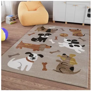 SMART KIDS Kinderteppich Rocky & Friends, rechteckig, Höhe: 10 mm, Moderner Spielteppich, strapazierfähig, pflegeleicht, Konturenschnitt beige|braun 200 cm x 300 cm x 10 mm
