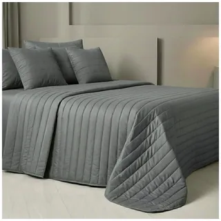 SEI Design Bettüberwurf Wende-Tagesdecke Anthrazit 220x240 cm + 2 Deko-Kissen 45x45 cm SET, Wendedecke Bettüberwurf + 2 Deko-Kissen 45x45 cm grau
