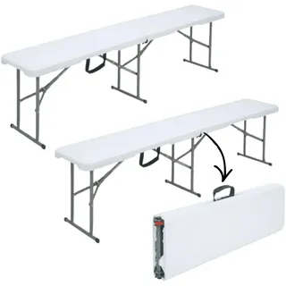 Floordirekt 2er Set Bierbank Klappbar 8 Personen 183cm Kunststoff Klappbank Faltbar Biergarten Campingbank Bierbänke Bierbankgarnitur Gartenbank Weiß Chiba