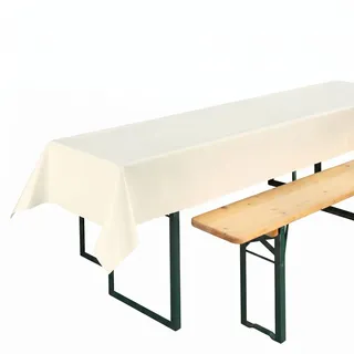 BEAUTEX Party Tischdecke Biertisch Bierzeltgarnitur, 100x250, Weiß, 1 Stück | Abwaschbar, wasserabweisend und lebensmittelecht, strapazierfähig & ideal für Gartenpartys, Geburtstage, Grillabende & Feste