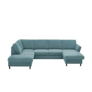 meinSofa Wohnlandschaft aus Flachgewebe Veit , blau , Maße (cm): B: 305 H: 90 T: 200.0