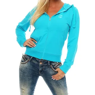 Gennadi Hoppe Sweatjacke Damen mit Kapuze - Atmungsaktive, Feuchtigkeitsregulierende Sweatjacke mit Zwei Außentaschen - Ideal für Komfort und Stil - Hochwertige Kapuzenjacke für Damen H7842 türkis 3XL - 3XL