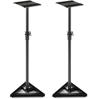 GYMAX Höhenverstellbarer Lautsprecherständer 97-157cm, 2er-Set Boxenständer aus Metall mit dreieckige Basis & quadratischer Plattform, Akustikständer bis zu 50kg belastbar für Studio, Hochzeit & Zuhau