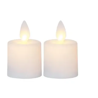 MARELIDA LED Mini Kerzenset mit bewegter Flamme Batterien Timer H: 6cm 2 St