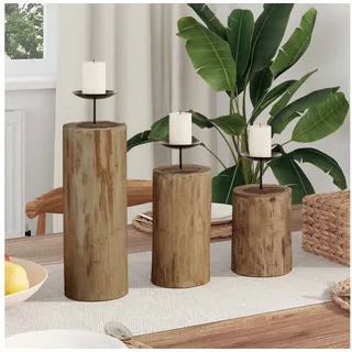 vidaXL Windlicht 3 pcs Holz Braun