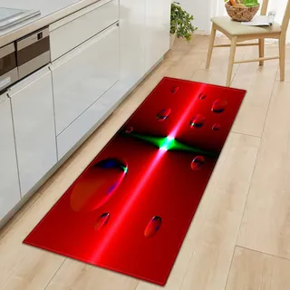 WJYMJJ Teppiche rote Wassertropfen 60 x 120 cm Küchenmatte Weich rutschfest Waschbar Teppich Baumwolle Teppiche für Kinderzimmer, Wohnzimmer