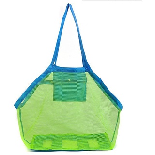 Strandtasche Sandspielzeug Tasche XXL Groß Netzbeutel für Strandspielzeug Sandkasten Spielzeug für Kinder Aufräumsack Spielsack Badetasche Strandtasche für Familie Urlaub (Grüne Strandtasche)