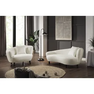 Atlantic Home Collection Loungesessel Olivia Schaumstoff 116 x 76 x 90 cm Beige mit Zierkissen