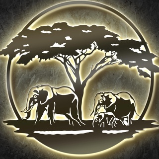 Namofactur Elefant LED Wand Deko Holz Elefanten Wanddeko Geschenke Lampe I Batteriebetrieb