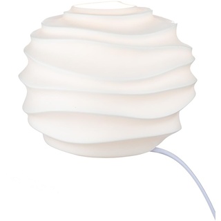 GILDE Deko kleine Tischlampe - Lampe aus Porzellan - mit Wellen Design - Dekoration Wohnzimmer Fensterbank - weiß Höhe 20,5 cm