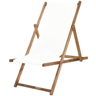 Liegestuhl Gartenliege Klappstuhl aus Holz imprägniert klappbar Relaxliege Campingstuhl Strandstuhl Buchenholz - Weiß