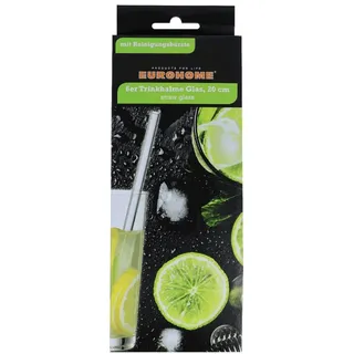EUROHOME Trinkhalme Glasstrohhalme Set 20 cm mit Reinigungsbürste, (7-tlg., 7-teiliges Set Strohhalme Glas), Trinkhalme - Strohhalme wiederverwendbar weiß
