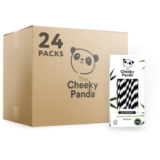 The Cheeky Panda - Bambus Strohhalme - 24x 250 Stück - Farbe: Schwarz/Weiß - Umweltfreundliche & biologisch abbaubare Trinkhalme - Ideal für Drinks, Cocktails & Smoothies