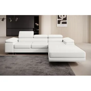 Goldstoff Ecksofa "ALVARO" mit Schlaffunktion und Bettkasten L-Form Couch, Stylisches Wohnlandschaft Sofa in L-Form mit Komfortfunktion 1 Teile, Moderne Eckcouch L-Form mit Relaxfunktion und Schlaffunktion weiß