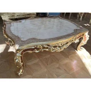 Casa Padrino Luxus Barock Couchtisch Creme / Grau / Gold / Braun
