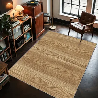 AevuCub Holzoptik Deko, Natürliche Holz Teppich 100x150 Kurzflor, Teppich Wohnzimmer Rustikal Holzmaserung, Weich rutschfest Waschbare Teppiche, Bettvorleger Schlafzimmer Kinderzimmer