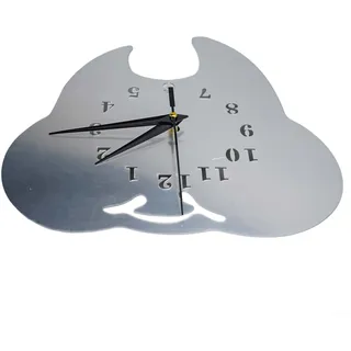 Chic Wanduhr mit Acryl-Zähnen, Spiegel für moderne Wohnkultur ohne Tickgeräusch (Silber)