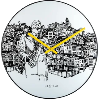 Nextime - Wanduhr - Ø 40 cm - Glas/Metall - Weiß - 'Sax City'
