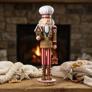 Nussknacker 45cm groß bunt braun Deko Figur Weihnachten Lebkuchen nostalgisch