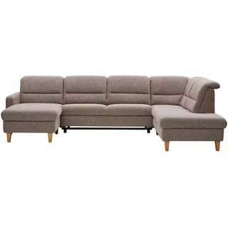 Cantus Wohnlandschaft, Braun, Holz, Buche, 5-Sitzer, nicht einzeln stellbar, U-Form, 335x225 cm, Goldenes M, DIN EN ISO 9001, Dgm, erweiterbar, Typenauswahl, Fußauswahl, Lederauswahl, Stoffauswahl, planbar, Relaxfunktion, Armteilvarianten, Rückenoptik wählbar, Sitzqualitäten, seitenverkehrt erhältlich, Bettfunktion Hocker Rücken echt, individuell planbar, Wohnzimmer, Sofas & Couches, Wohnlandschaften, Wohnlandschaften in U-Form