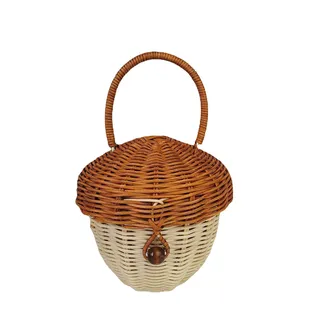 DADEA Eichelförmige Gewebte Handtasche, Eichelkorb mit Deckel und Griff, Rattan-Geldbörse, Eichel-Geldbörse, Handgewebte Handtasche, Rattan-Tasche, Sommertasche, Weit Verbreitete Rattan-Handtasche für