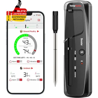 Fleischthermometer Kabellos Grillthermometer Bluetooth Kerntemperaturmesser