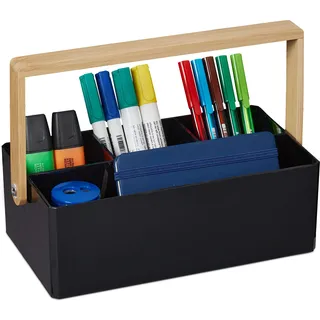 Relaxdays Organizer mit Griff 26 x 16 x 8,5 cm schwarz