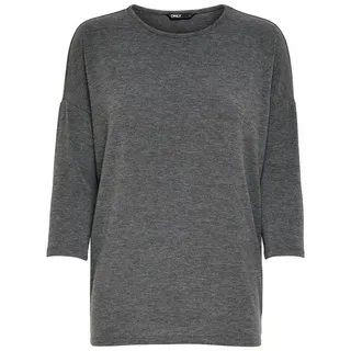 ONLY Strickpullover Dünner Strickpullover 3/4 Langarm für Damen Regular Fit Rundhals unifarben schnell trocknend casual-Style grau XS (34)