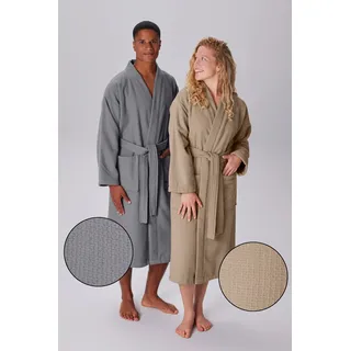 Unisex-Bademantel OTTO HOME "Merida, Waffelpiqué, Premium Qualität, 500 g/m2, Morgenmantel" Gr. S, beige, L:120cm, Frottier, Hausmäntel, Hotelbademantel, dicke Qualität, S-2XL, auch ideal für Sauna & Spa