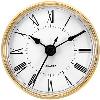 PATIKIL 70mm Quarz Uhrwerk Wanduhr, Stille Römische Ziffern Kaminuhren, Ersatz für Tischuhr, Stehuhr, Standuhr (Goldfarben/Weiß, Stil 9)
