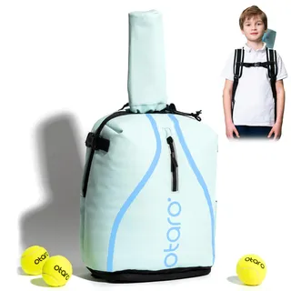 Otaro Tennisrucksack Kinder | 19L | Tennistasche Kinder für 5–11 Jahre | Rucksack mit Schuhfach & Schlägerhalterung | Wasserabweisend, Leicht, Reflektierend | Sportrucksack Jungen Mädchen (Hellblau)