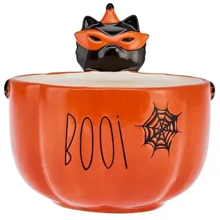 Karaca Halloween Boo Keramik Schüssel, 15cm, Orange Schwarz