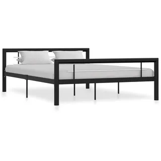 vidaXL Bettgestell Schwarz und Weiß Metall 120x200 cm
