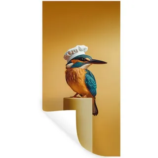 MuchoWow Wandsticker Eisvogel - Säule - Kochmütze - Vogel (1 St), Wanddeko, Aufkleber, Wandtattoo, 20x40 cm gelb 20 cm x 40 cm x 0.1 cm