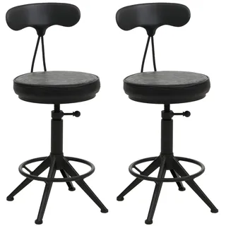 Mendler Barhocker HWC-O84 2er Set höhenverstellbar drehbar Kunstleder Metall Schwarz