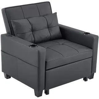 Komhtom Schlafsessel, Schwarz, Leder, Mode, 1-Sitzer, 74x84x87 cm, Wohnzimmer, Sessel, Relaxliegen