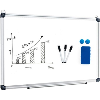 COSTWAY Magnettafel, Whiteboard, Pinnwand Wandtafel Board mit Alurahmen weiß 50 cm x 70 cm